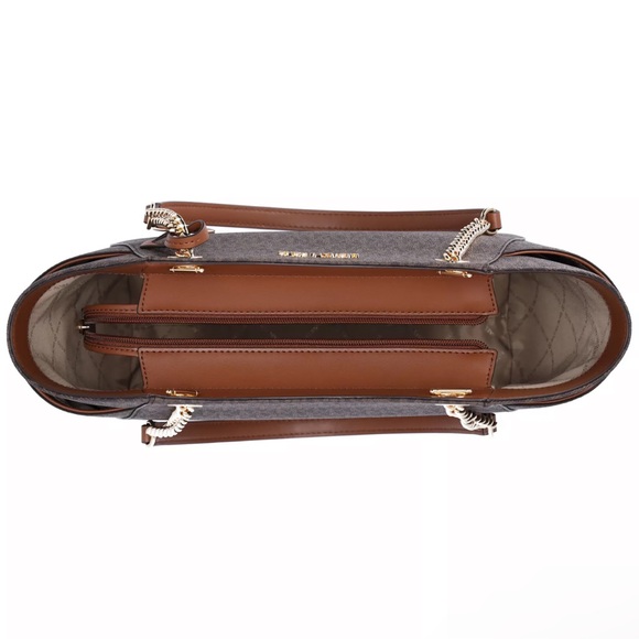 Michael Kors Jet Set Chain Brown MK Signature Large Shoulder Tote Bag - Picture 6 of 7